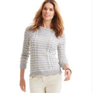 Vineyard Vines Stripe Cableknit Cotton Crew Neck Sweater Size S  Gray